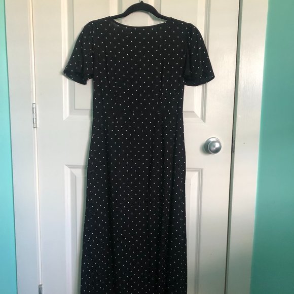 Miss Selfridge Black Polka-Dot Maxi Dress US2/XS - Picture 2 of 4